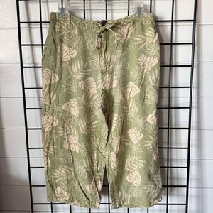 Vintage CB Casual Petite Pull-On Tropical Crop Pants Womens PM Green